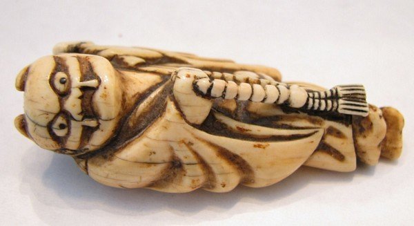 19thC Japanese Staghorn Demon Noh Netsuke