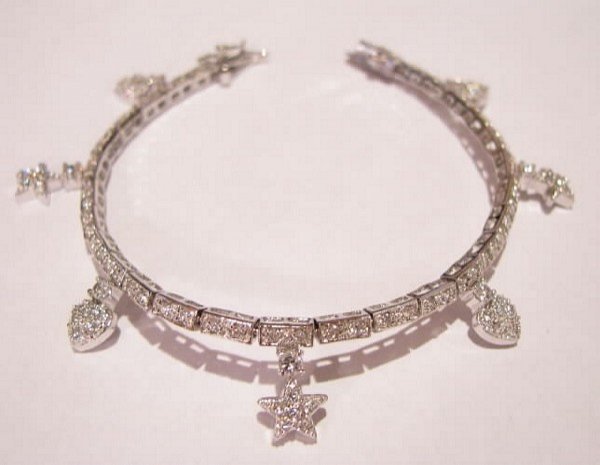 Sterling Silver Cubic Zirconia CZ Charm Bracelet