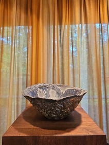 Artist Signed Monumental Abstract Ceramic Bowl, Hand Made 6"H X 9.5"W