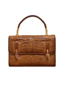 Elegant Vintage Bag with Short Handles from The Spanish Brand LOEWE in Crocodile Skin