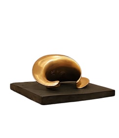 Signed 1988 Misha Clara Studio Gold Tone Modernist Twisted Cuff Bracelet