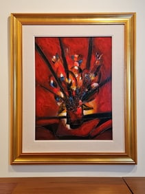 Jean-Claude Gaugy Original Contemporary Acrylic/Oil on Board Painting with COA  "Points De Bleu"