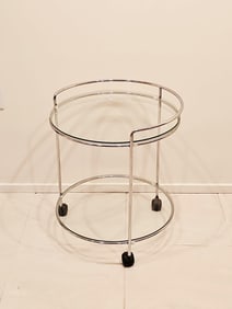 Mid Century Modern Chrome And Glass Round Bar Cart
