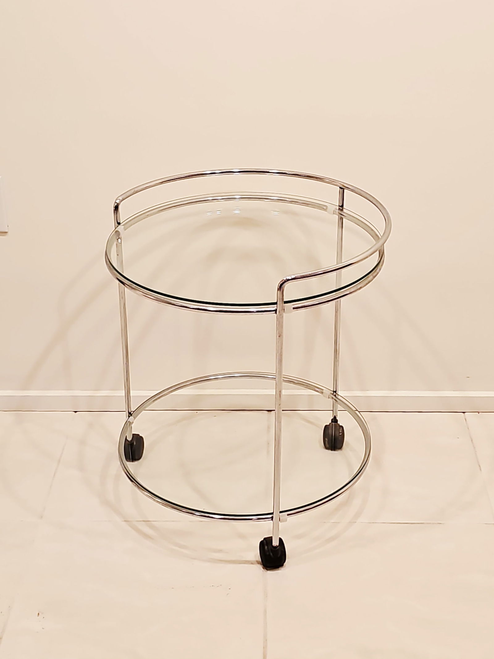 Mid Century Modern Chrome And Glass Round Bar Cart (1 of 3)