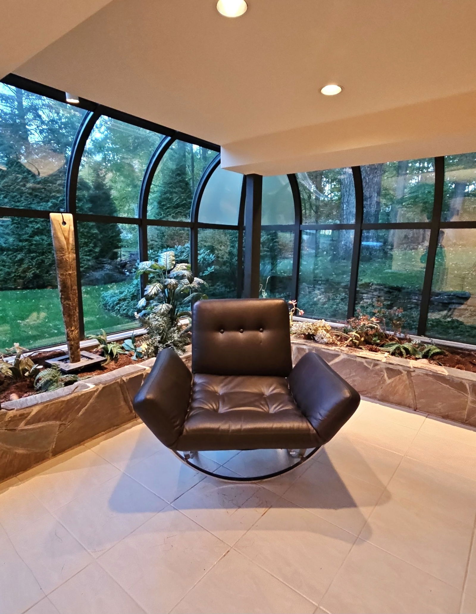 Mid Century Modern Lounge Chair Stendig Chrome Brown Leather Upholstery Space Age 1970s (1 of 11)