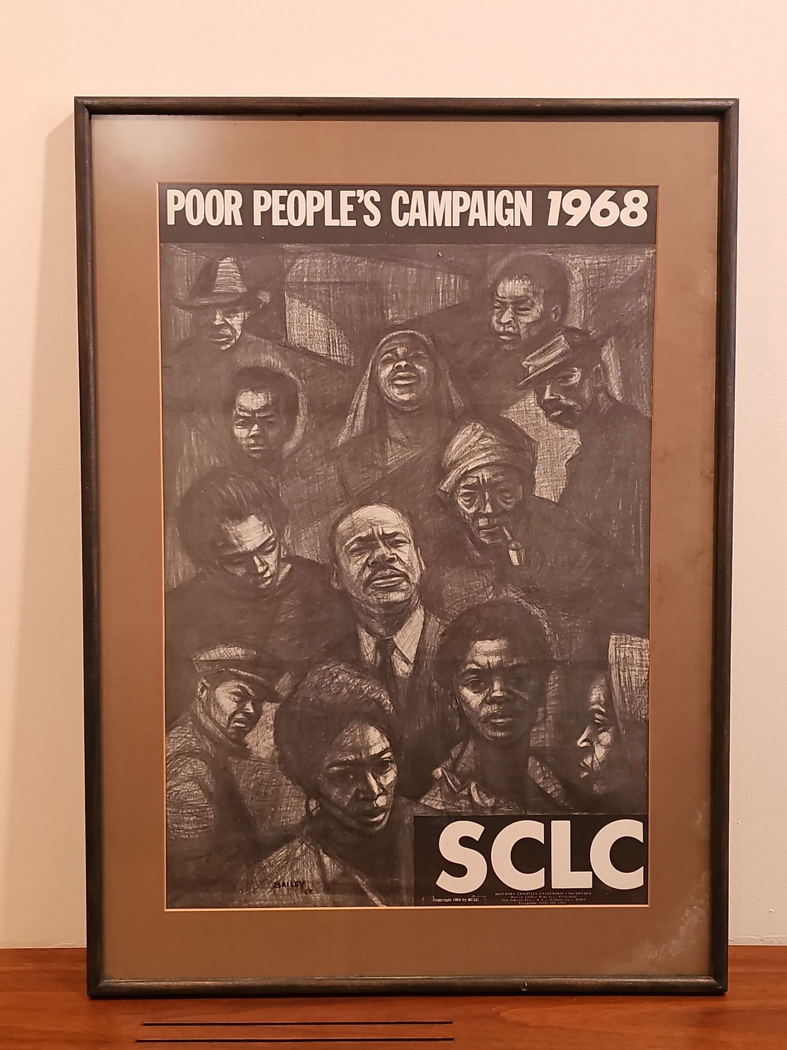 Framed Poster "Poor People's Campaign 1968", SCLC.  (CIVIL RIGHTS.) Artist Herman "Kofi" Bailey (1 of 6)
