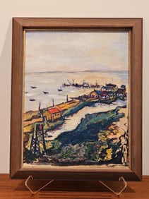 Post-Impressionist Oil On Masonite Painting Framed 17"W X 20.5"L