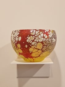 David Royce Elemental Series Colorful Hand Blown Glass Bowl 4"Tall