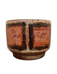 Soda Fired Stoneware Pottery Planter With A Tenmoku Glaze. Sign On The Bottom