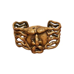 Vintage Abstract Brutalist Hand Made Brass Cuff Bracelet