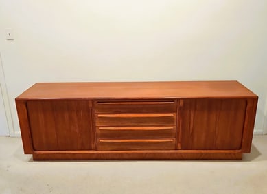 Bernhard Pedersen & Son Mid Century Danish Modern Teak Tambour Door Sideboard Credenza