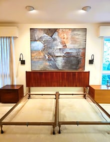 Mid Century Modern Teak Headboard Made In Canada With Metal Bed Frame