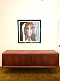 Bernhard Pedersen & Son Mid Century Danish Modern Teak Tambour Door Sideboard Credenza