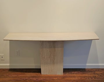 Italian Post Modern Genuine Travertine Console Table