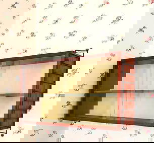 Mid Century Teak String Shelf With Glass Slide Doors By Bisse Strinning