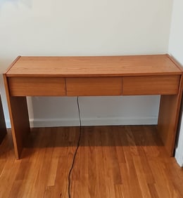 Mid-Century Copenhagen Denmark Teak Desk With Three Drawers