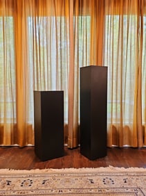 Lot of Two Mid-Century Modernist Matte Black Laminate Pedestals/Display Stands