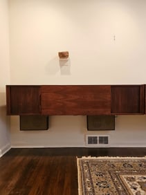 Mid-Century Modern Danish Teak Zenith Wall-Mounted Stereo Console 16"H X 72"W X 18"D