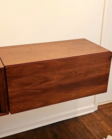 Mid-Century  Modern Teak  Wall-Mounted  Console/Shelf Unit 16"H X 36"W X 18"D