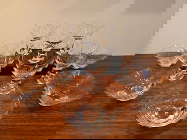 Mid Century Littala Tapio Cocktail Glasses Set of 6 and 5 Bowls