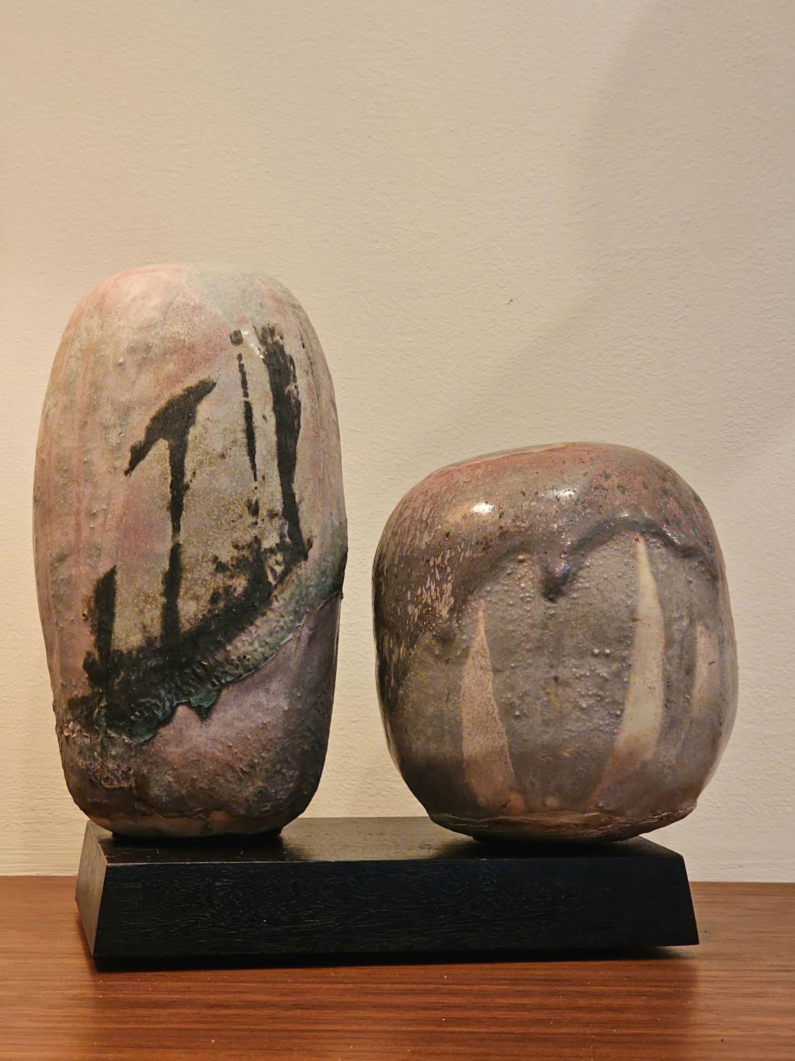 Lot of Two Raku Art Pottery Abstract Sculptures (1 of 9)