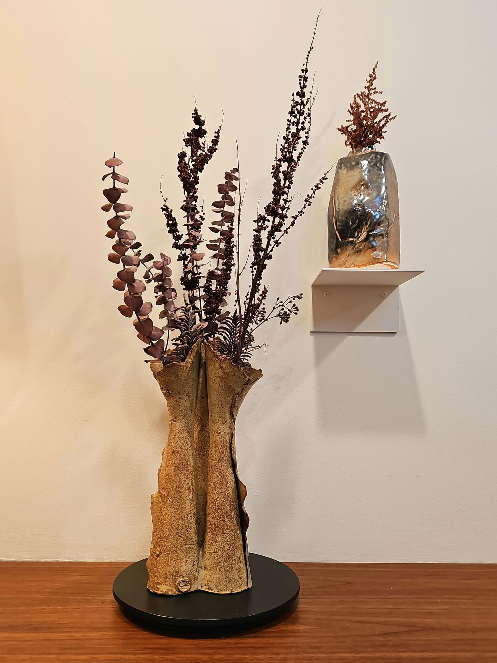 Modern Sculptural Pottery Art Vase- Signed12"H X 5"W (1 of 5)