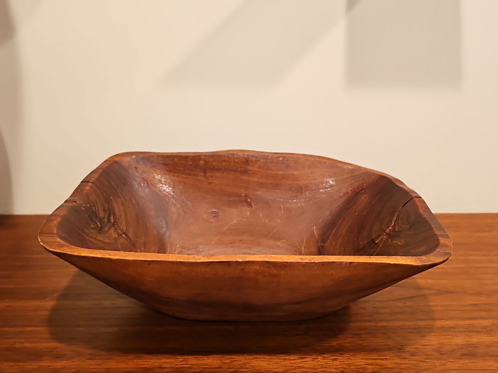 Vintage Acacia Wood Square Serving Bowl (1 of 7)