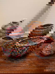 4 Multi Color Hand Woven Baskets