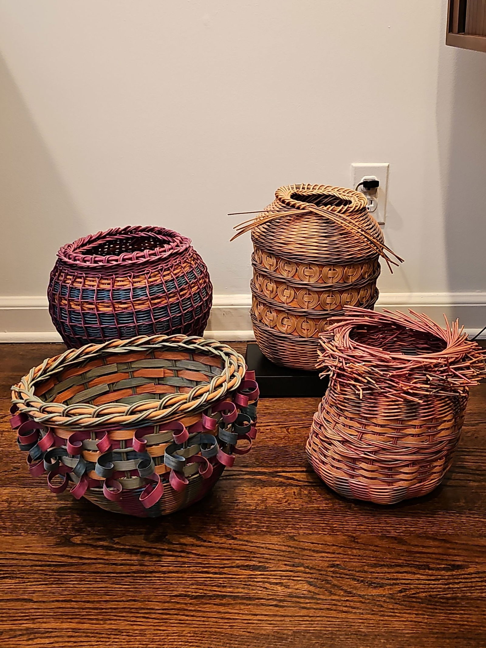 4 Multi Color Hand Woven Baskets (1 of 15)