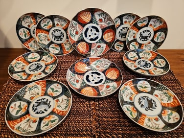 Lot Of 10 Japanese Imari Hand Painted Plates c.1850s