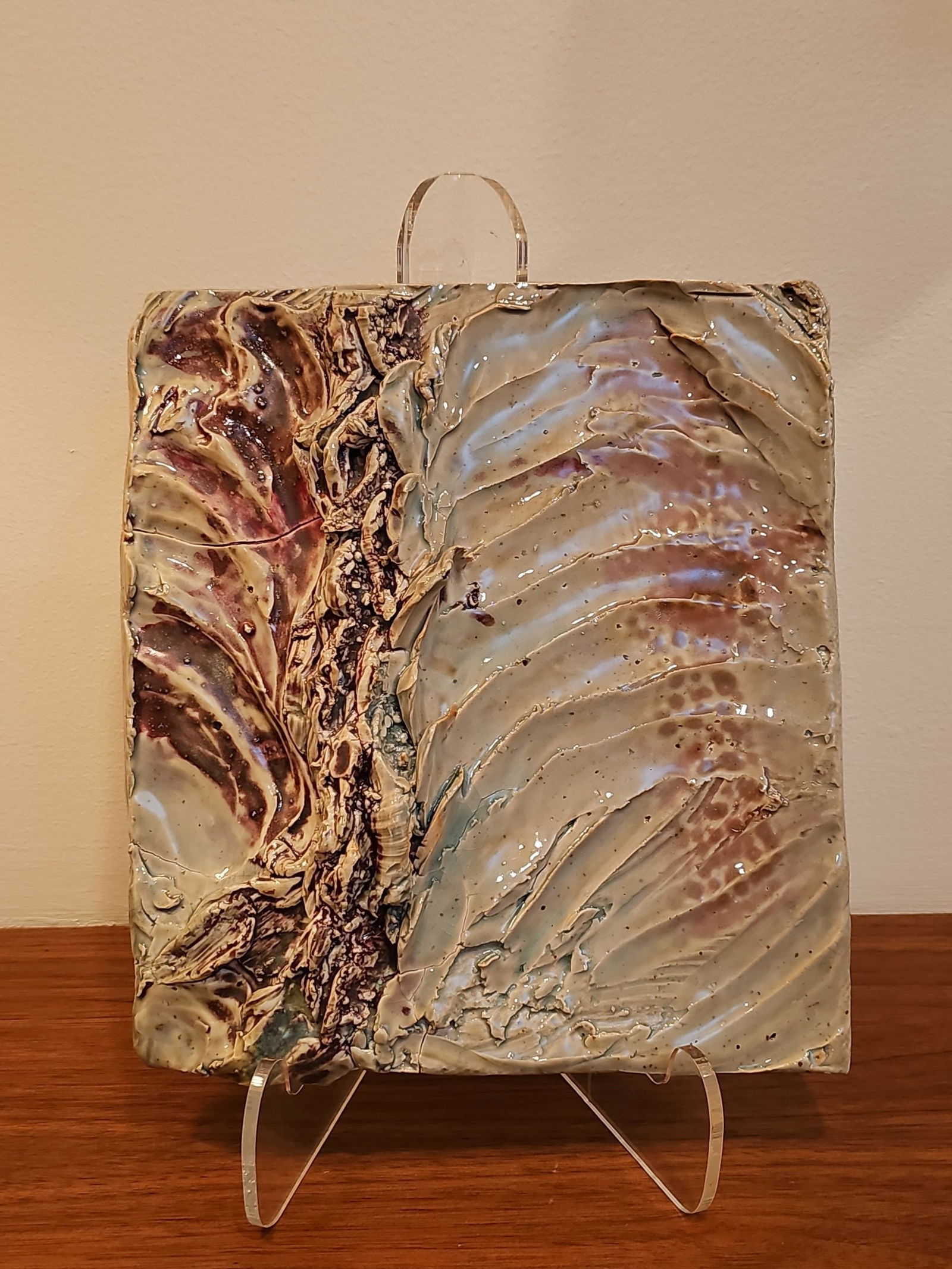 Contemporary Ceramic Sculptural Wall Art - Artist Signed 10"H X 9"W (1 of 6)