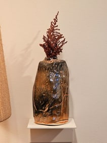 Wood-Fired Hand Formed Glazed Pottery Vase 8" Tall