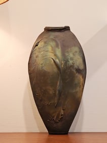 Joshua Rowell Woodfired Stoneware Vase 15"
