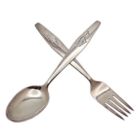 Fork and Spoon Set 830s Silver Mylius Norway Total Weight 57gr