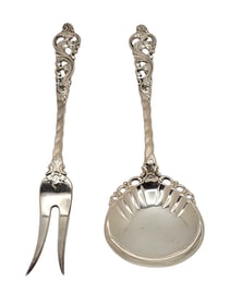 2 Brodrene Lohne Norway 830 Silver Serving Spoon and Fork Total Weight 86.3gr