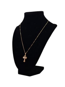 Two Tone Ornate Cross in 14K Gold With 14K Gold Chain 18" Total weight for cross and chain 2.6gr
