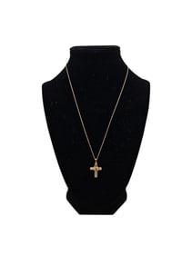 10K Two Tone Cross Pendant With 10K Gold Chain 18" Total Weight for Cross and Chain 1.9gr