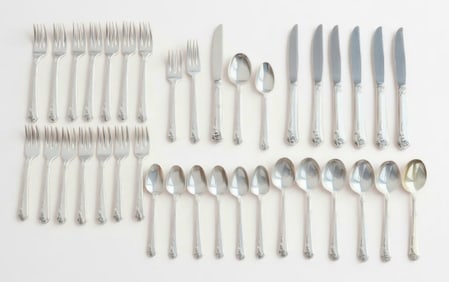 Heirloom Sterling Silver Damask Rose Flatware 39pcs Total Weight 1702gr