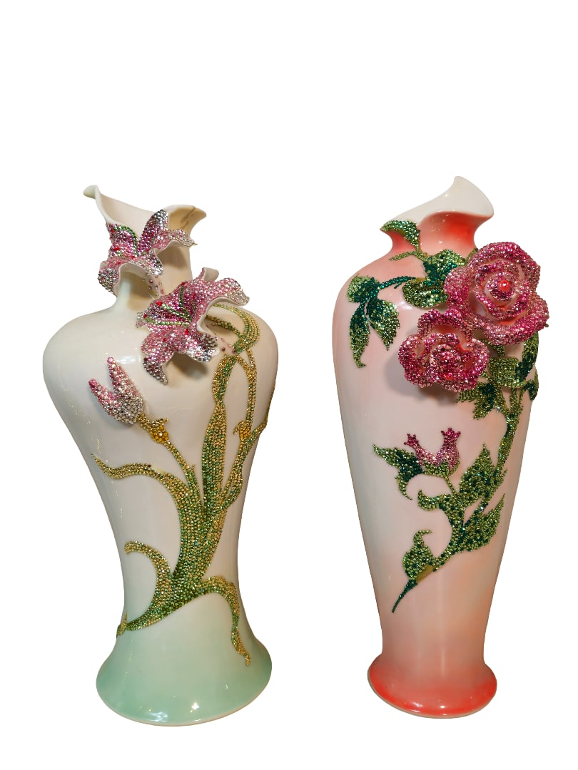 A Fine Pair Of Hand Crafted Ceramic Vases 16" (1 of 8)
