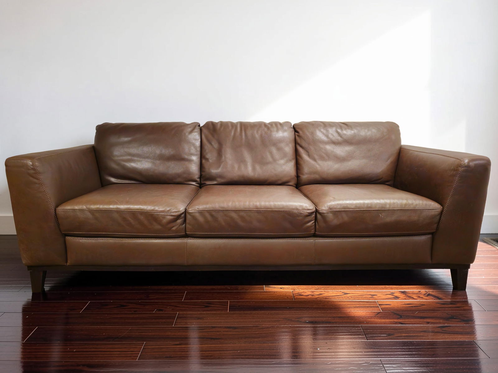 Classix Chateau D'Ax Brown Leather Sofa 31"H X 92"W X 36.5"D (1 of 15)