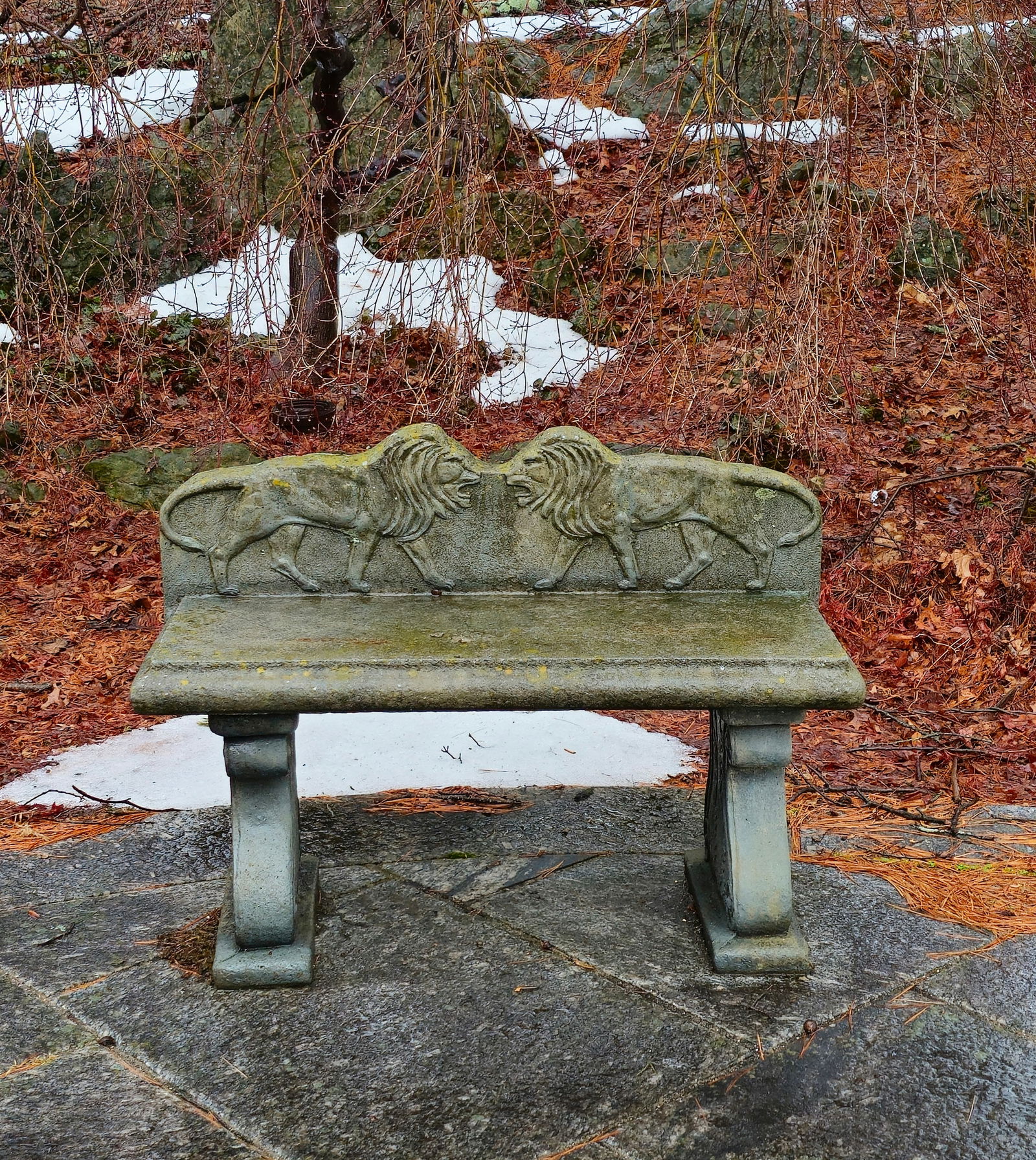 Concrete Lion Back Bench 27"H X 41"W X 18"D (1 of 4)