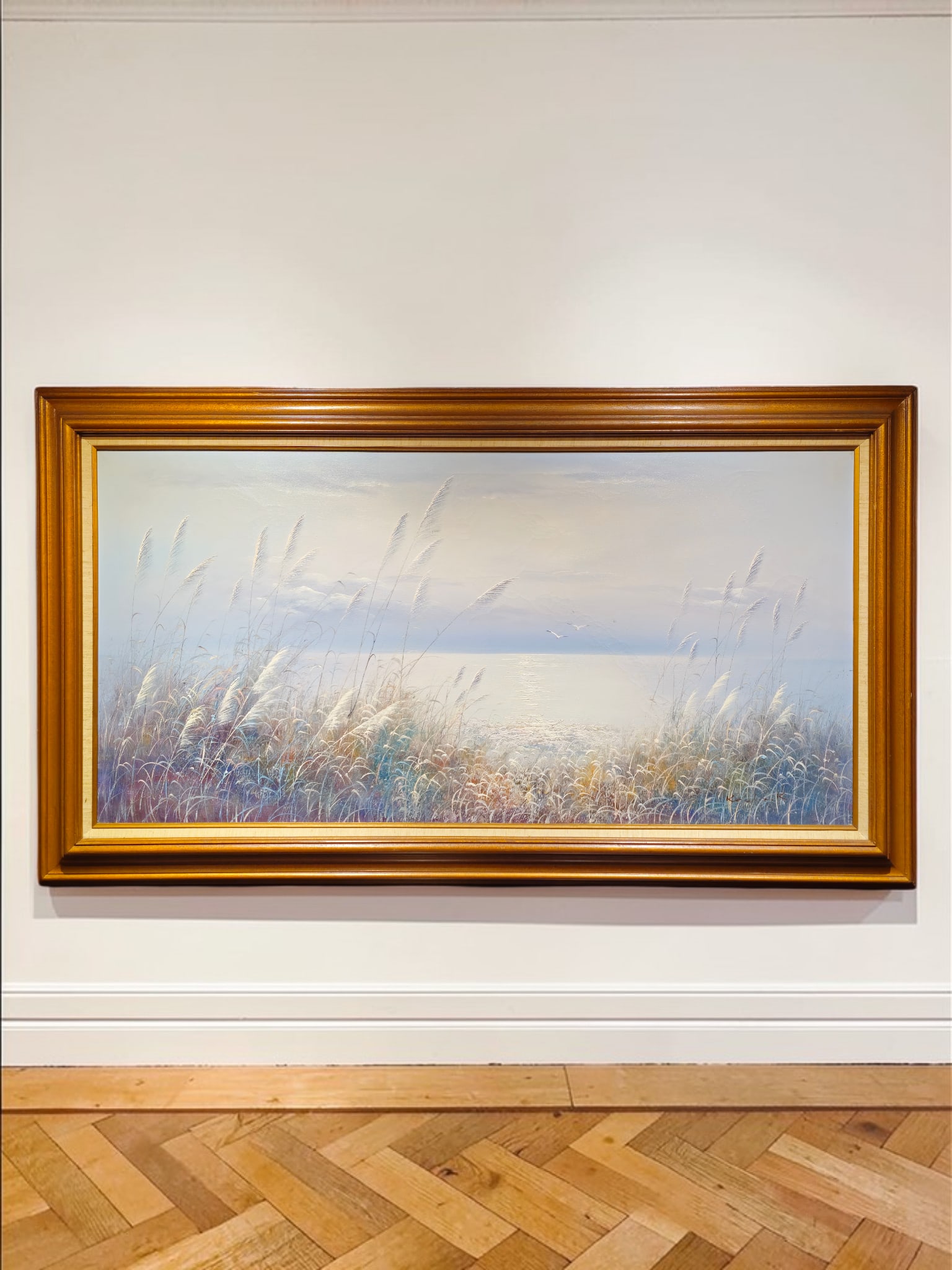 Oil On Canvas Post Impressionist Manner Seascape Painting, Artist Signed 55" X 31" (1 of 11)