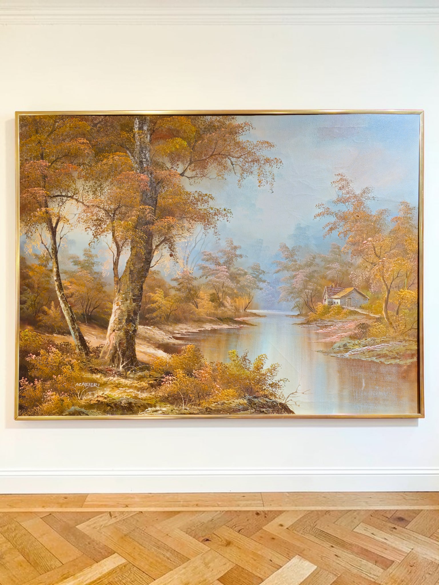 I. Cafieri Oil On Canvas Signed Painting Landscape. 48" x 36.5" (1 of 6)