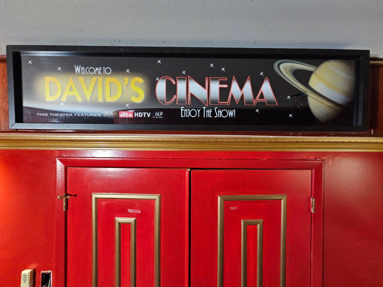 The "David's Cinema" Custom Made Home Theater Sign 9x39x4: The "David's Cinema" Custom Made Home Theater Sign 9x39x4BY REGISTERING FOR THIS SALE AND BIDDING ON ANY ITEM, ALL BIDDERS ARE ENTERING INTO A CONTRACT AND AGREE TO ABIDE BY AND ACCEPT THESE TERMS OF