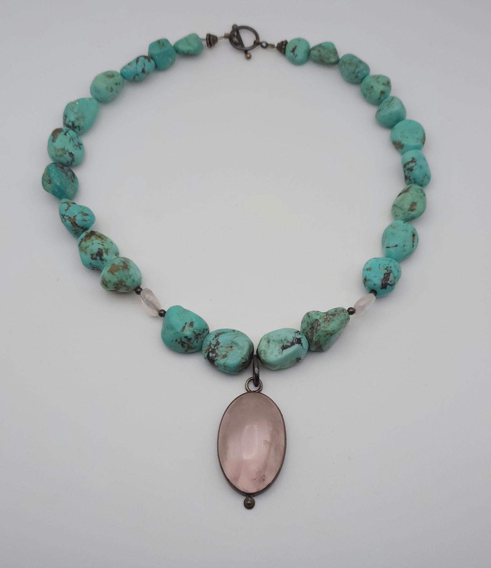 Large Rose Quartz And Turquoise Necklace (1 of 5)