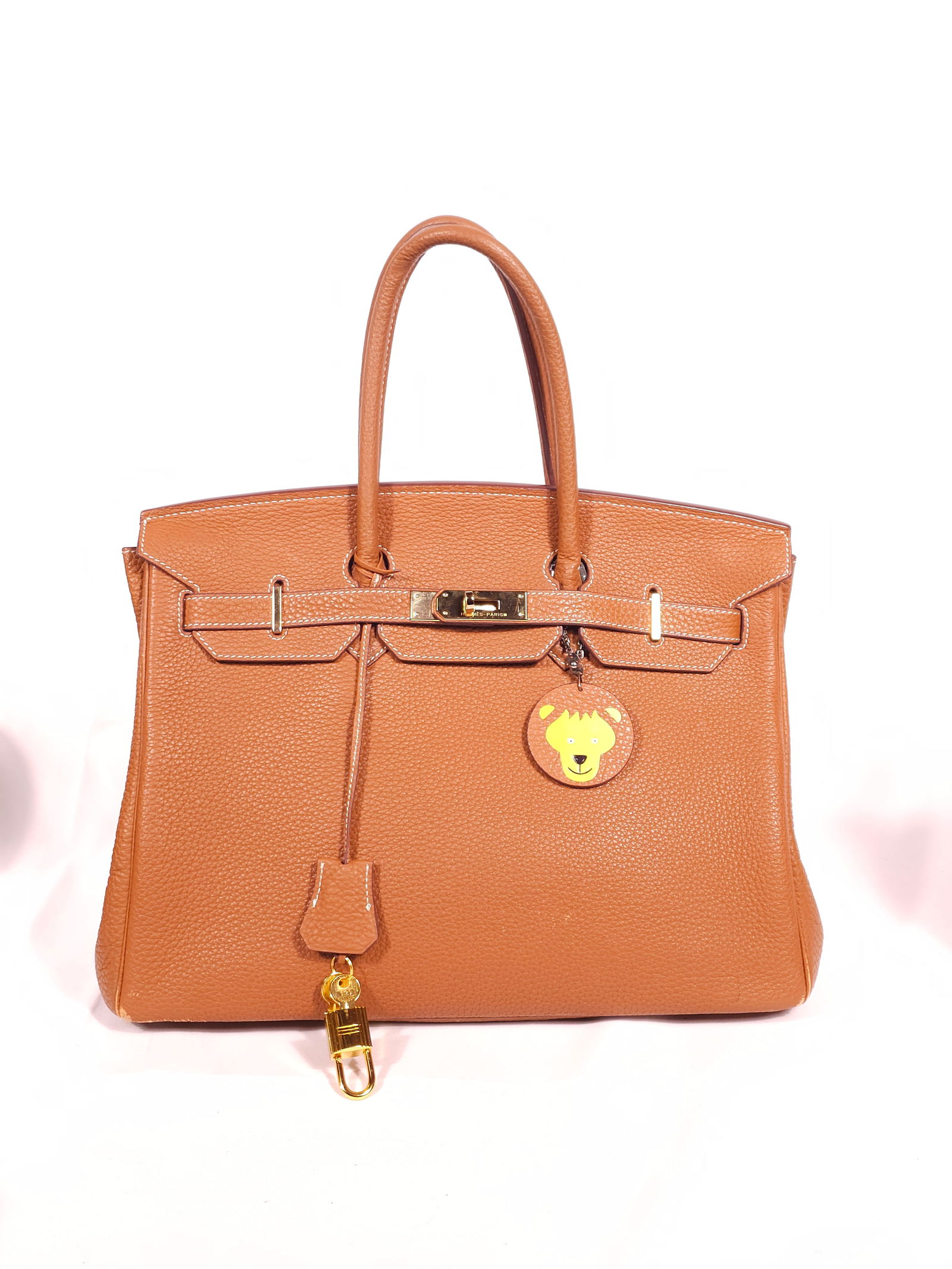 Hermes Birkin Bag With Double Rolled Leather Handles, Clochette W/Lock and Key And Lion Faced Charm (1 of 20)