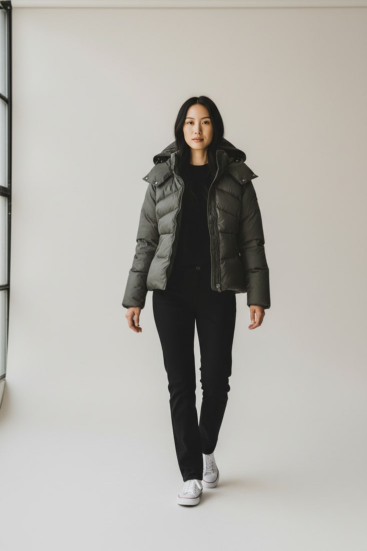 Moncler Authentic Khaki Puffer Jacket With Hood, Engraved hardware with the brand name, Auth. Label (1 of 15)