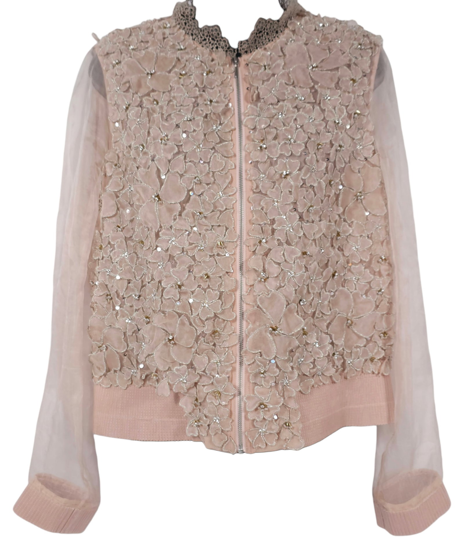 Elie Tahari Floral Silk Organza Jacket Fits S/M: Elie Tahari Floral Silk Organza Jacket Fits S/MBY REGISTERING FOR THIS SALE AND BIDDING ON ANY ITEM, ALL BIDDERS ARE ENTERING INTO A CONTRACT AND AGREE TO ABIDE BY AND ACCEPT THESE TERMS OF SALE. PLEA