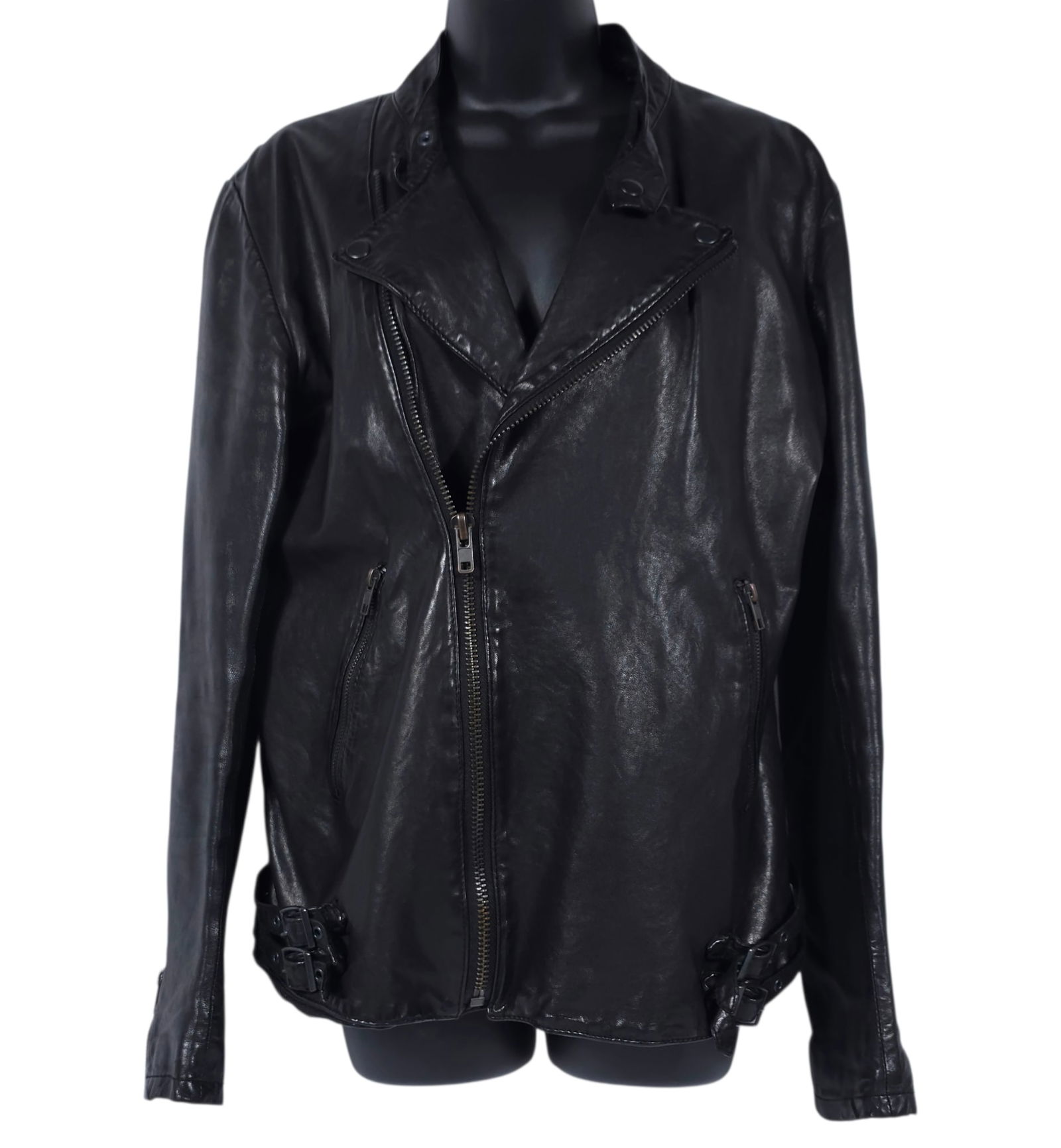 Black Leather Motor Biker Jacket Size XL (1 of 10)
