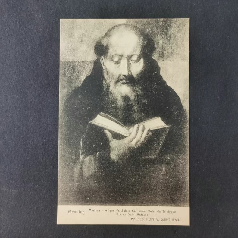 An old postcard with a religious painting theme (1 of 2)